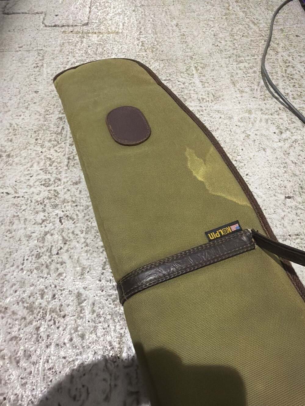 Kolpin Vintage Olive Canvas and Brown Leather Rifle Case Soft Gun Bag